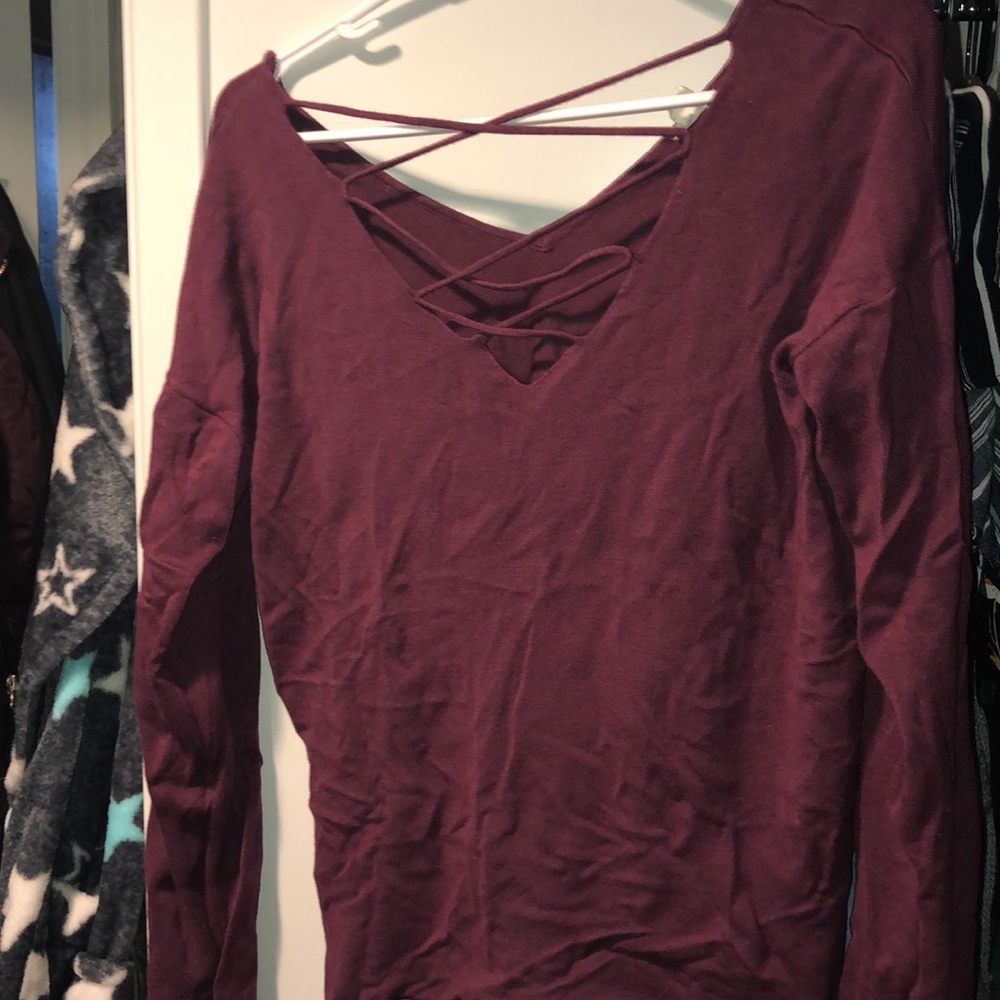 Long sleeve lace up shirt